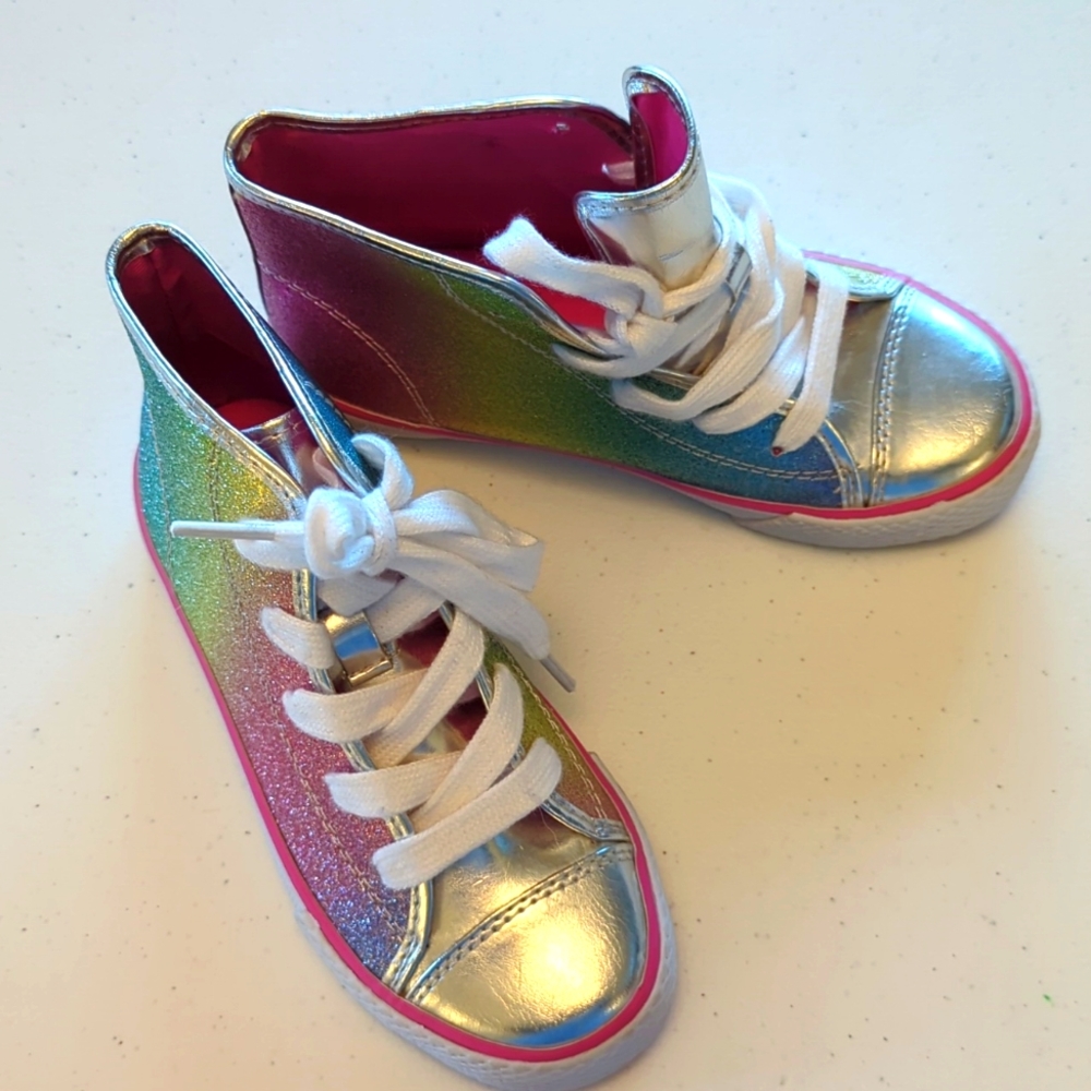 Girls Rainbow Hightop Tennis shoes/ Sneakers  Size 12 NWOT Children's Place